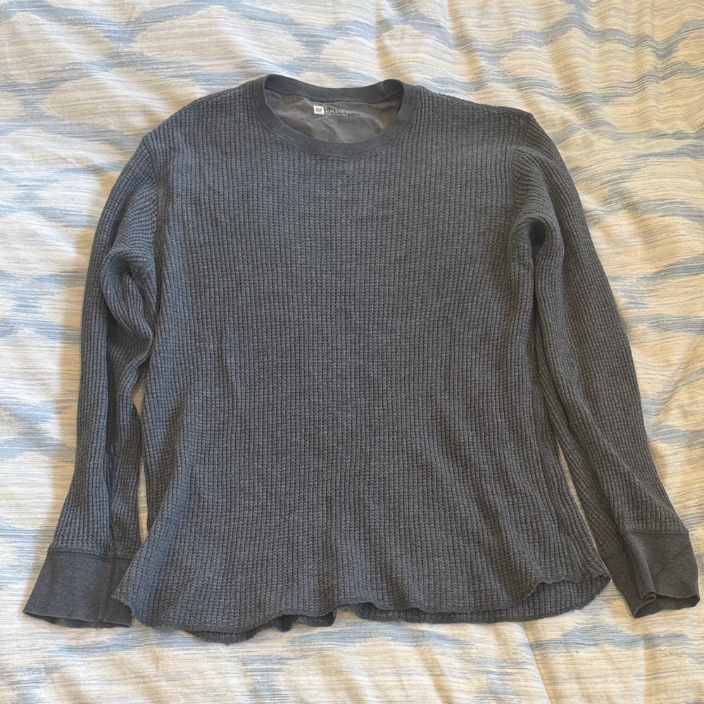 GAP Dark Gray waffle print Athletic Fit Shirt